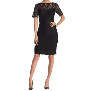 NWOT Focus by Shani Floral Lace Ottoman Sheath Dress in Black
